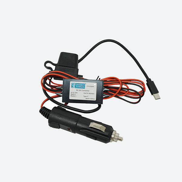 Gamber Johnson Power Supply 12-24 VDC 5V 3A Cig Plug USB-C 19249