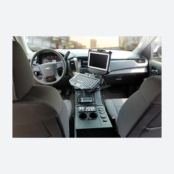Gamber Johnson Wide Body Console w Cup Holder Pocket Armrest and 6-in. Locking Slide Arm 7170-0567-05