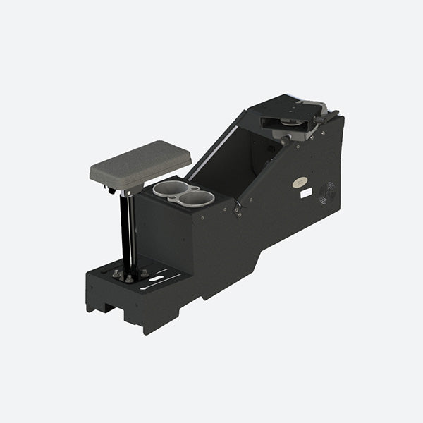 Gamber Johnson 2020+ Ford Police Interceptor Utility Short Console w Cup Holder Armrest and 6-in. Locking Slide Arm w Short Clevis 7170-0735-05
