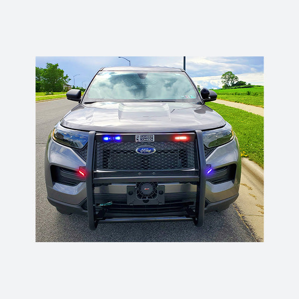 Gamber Johnson 2020+ Ford Police Interceptor Utility Push Bumper Aluminum Push Bumper w Light Bar and Side Light Brackets 7170-0736-06