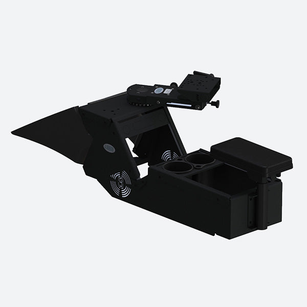 Gamber Johnson 2021+ Dodge Charger Console w Cup Holder Rear Armrest and Mongoose 9-in. Locking Slide Arm w Short Clevis 7170-0887-04