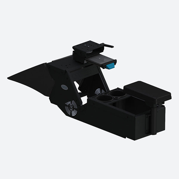 Gamber Johnson Dodge Charger Console w Cup Holder Rear Armrest and Mongoose XE 9-in. Motion Attachment 7170-0887-06