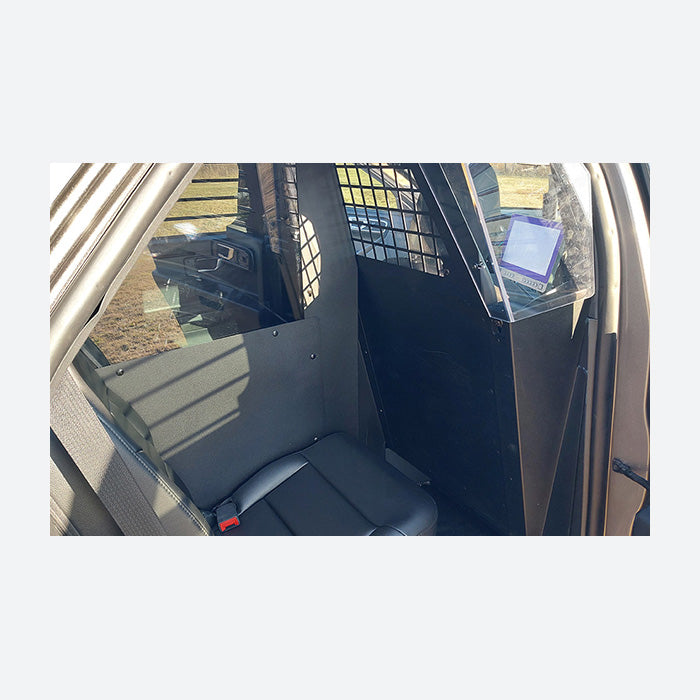 Gamber Johnson 2020+ Ford Police Interceptor Utility Single Cell Prisoner Partition for OEM Seats w/ Clear Poly Cargo Partition 7170-0982-01