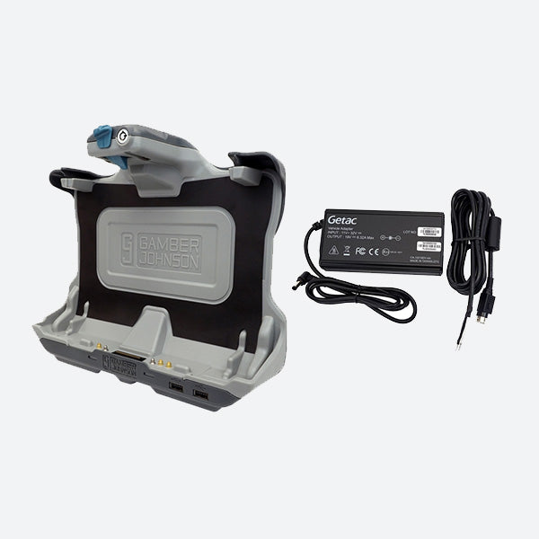 Gamber Johnson Getac UX10 Tablet Dock (TRI RF) w/ Getac 120W Auto Power Adapter Bare Wire Lead 7170-1000