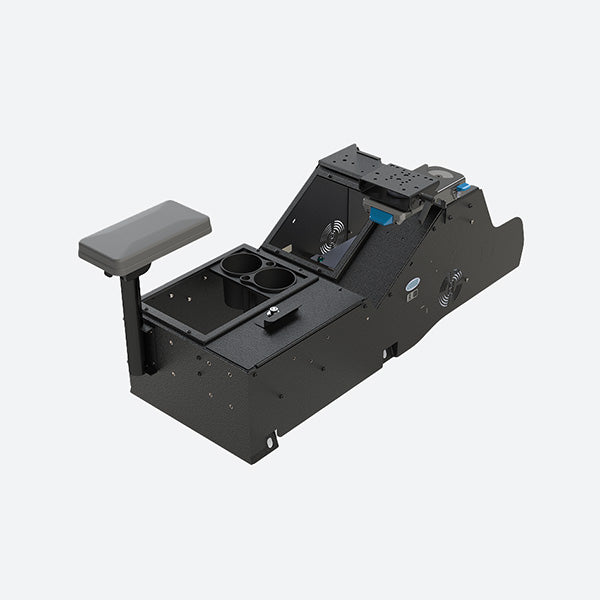 Gamber Johnson 2019+ Chevrolet Silverado Wide Body Console w/ Cup Holder, Tall Rear Armrest and Mongoose XLE 9 Motion Attachment 7170-1062-02