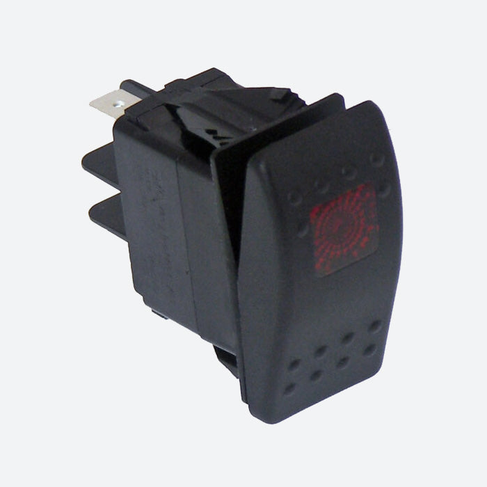 Havis Black Paddle Type Rocker Switch, LED Pilot Light, 20 Amps, 12 Volt, On/Off 3 Prong C-SW-1
