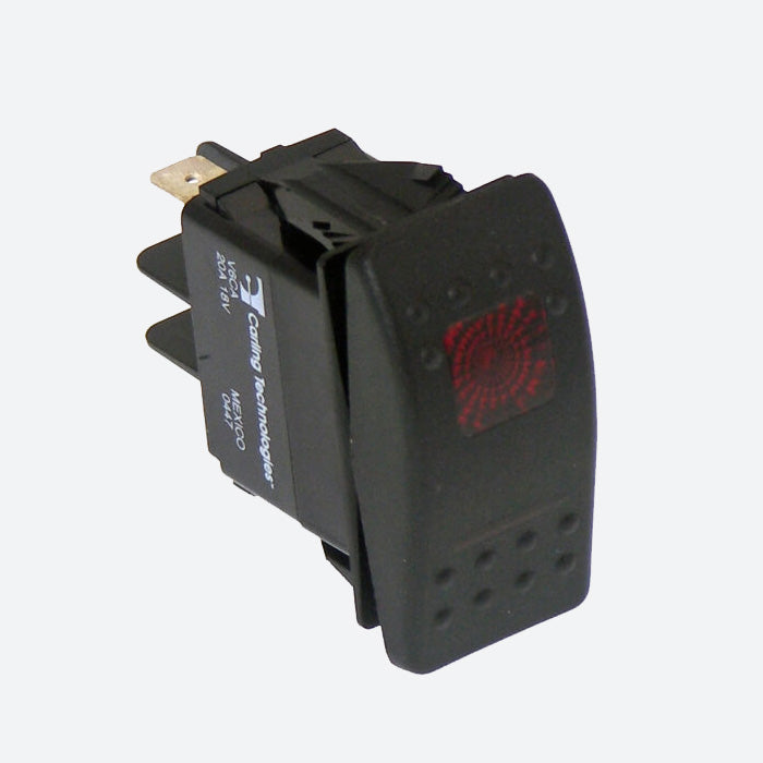Havis Black Paddle Type Rocker Switch, LED Pilot Light, 20 Amps, 12 Volt, On/Off/On 4 Prong C-SW-2